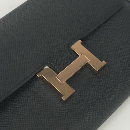 Hermes Constance Long Wallet Epsom Noir Black Pink Gold — view 5