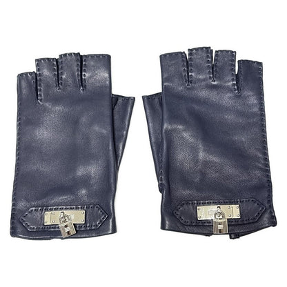 Hermes Gloves Dark Navy Silver Kelly Leather — view 2
