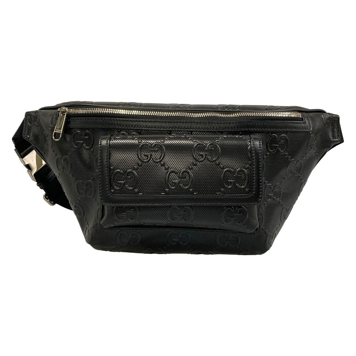 Gucci Waist Pouch Jumbo GG Large Belt Bag Black Leather