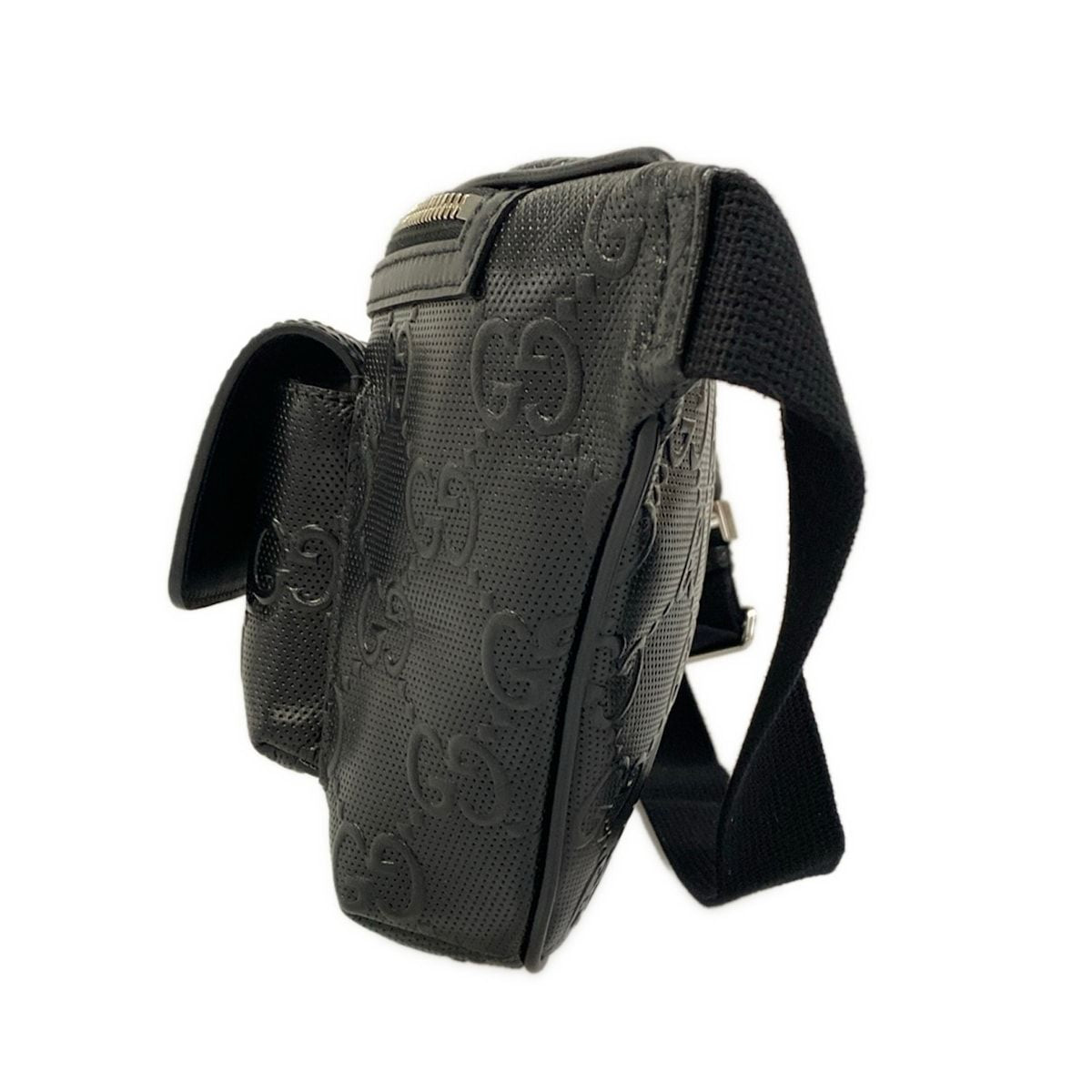 Gucci Waist Pouch Jumbo GG Large Belt Bag Black Leather — view 4