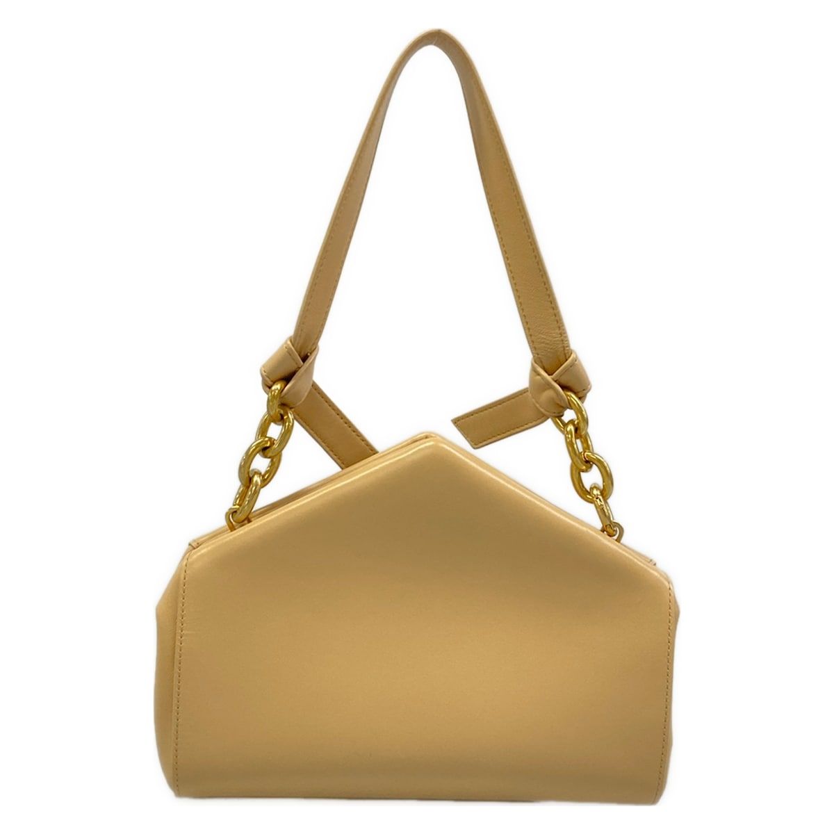 Bottega Veneta Handbag Tip Beige Chain Handle Leather
