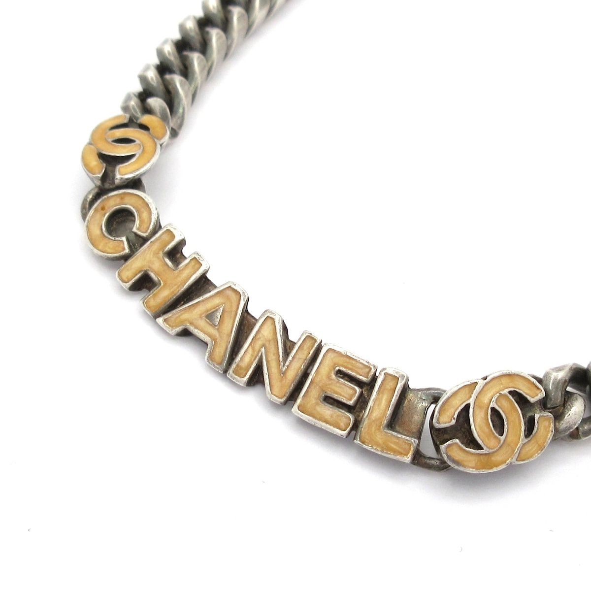 Chanel Choker Silver Gold CC Logo Necklace