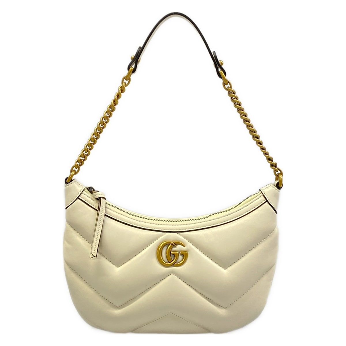 Gucci Shoulder Bag GG Marmont Ivory Gold Leather