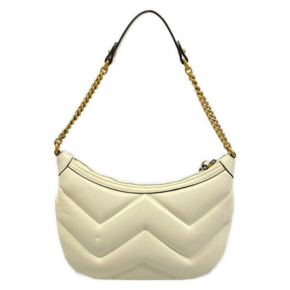 Gucci Shoulder Bag GG Marmont Ivory Gold Leather — view 3