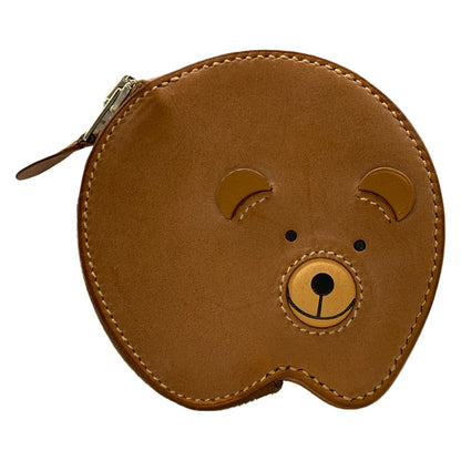 Hermes Coin Case Animal Brown Bear Leather