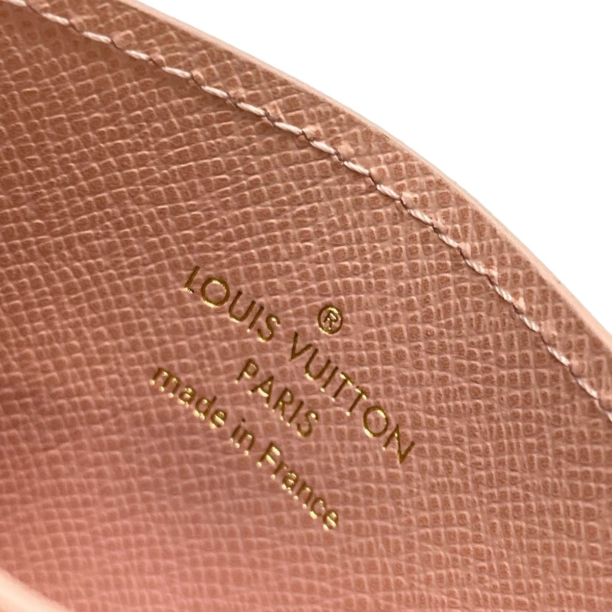 Louis Vuitton Card Case Monogram Holder LV Charm Rose Ballerine Leather Cowhide — view 4