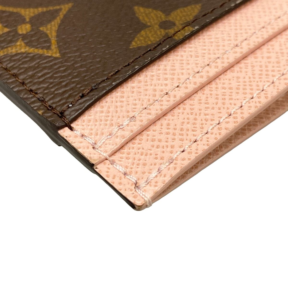 Louis Vuitton Card Case Monogram Holder LV Charm Rose Ballerine Leather Cowhide — view 6
