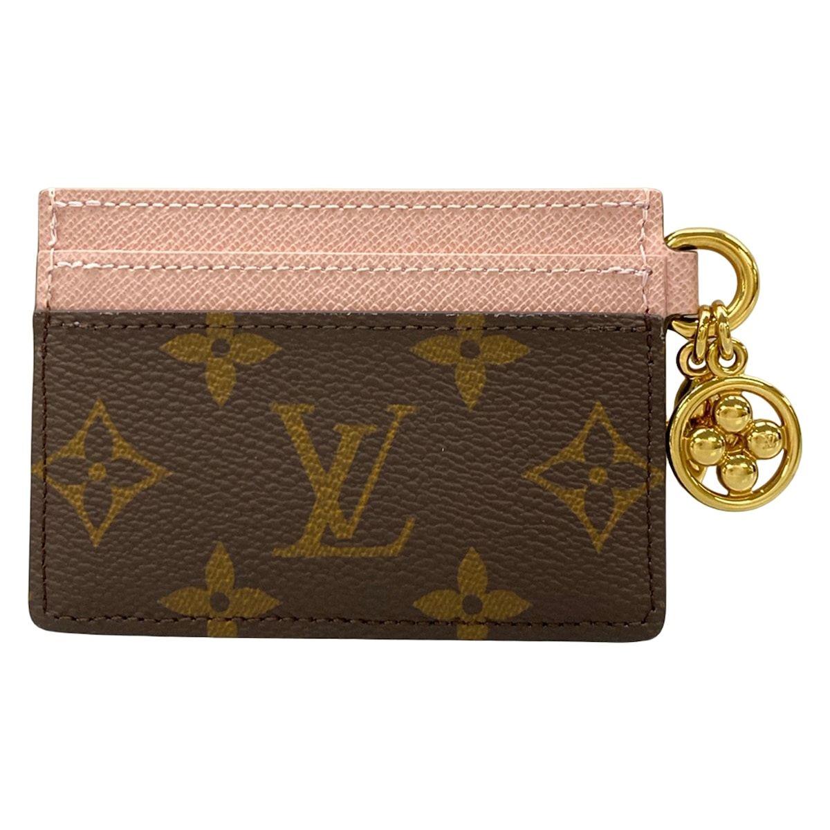 Louis Vuitton Card Case Monogram Holder LV Charm Rose Ballerine Leather Cowhide — view 2