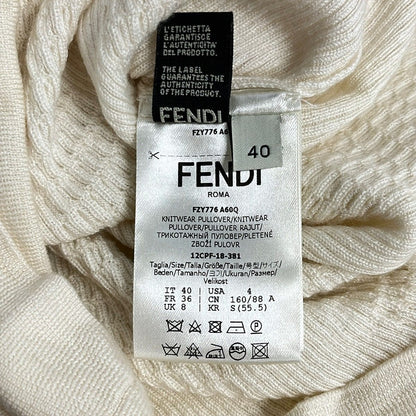 Fendi 3/4 Sleeve Sweater 40 M Ivory Crew — view 4
