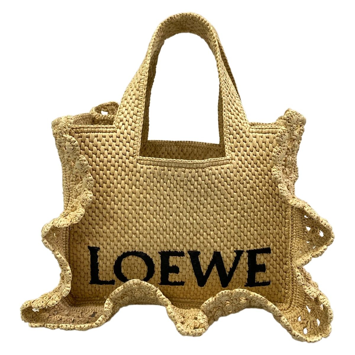 Loewe Tote Font Small Natural Ruffle