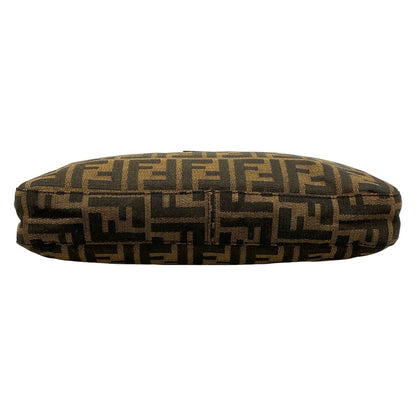 Fendi Shoulder Bag Zucca Pattern Brown Black Dark Leather — view 5