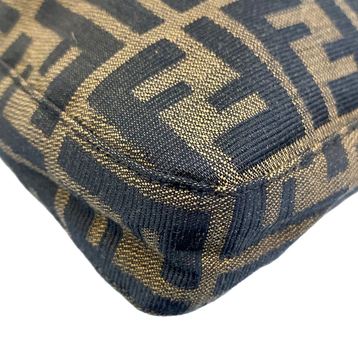 Fendi Shoulder Bag Zucca Pattern Brown Black Dark Leather — view 6