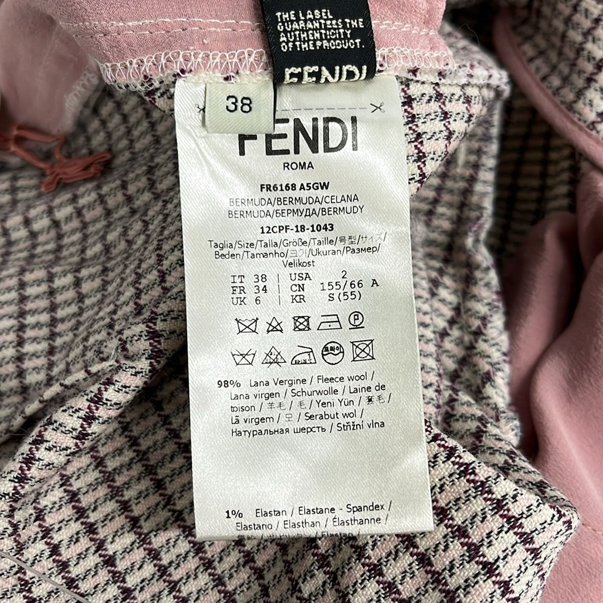 Fendi Shorts 38 S Pink Ivory Bordeaux Wool — view 4