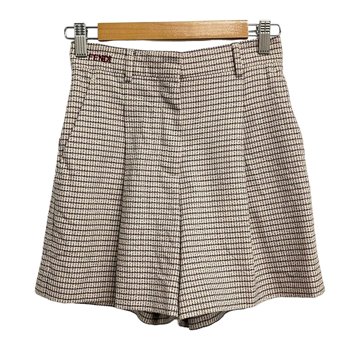 Fendi Shorts 38 S Pink Ivory Bordeaux Wool