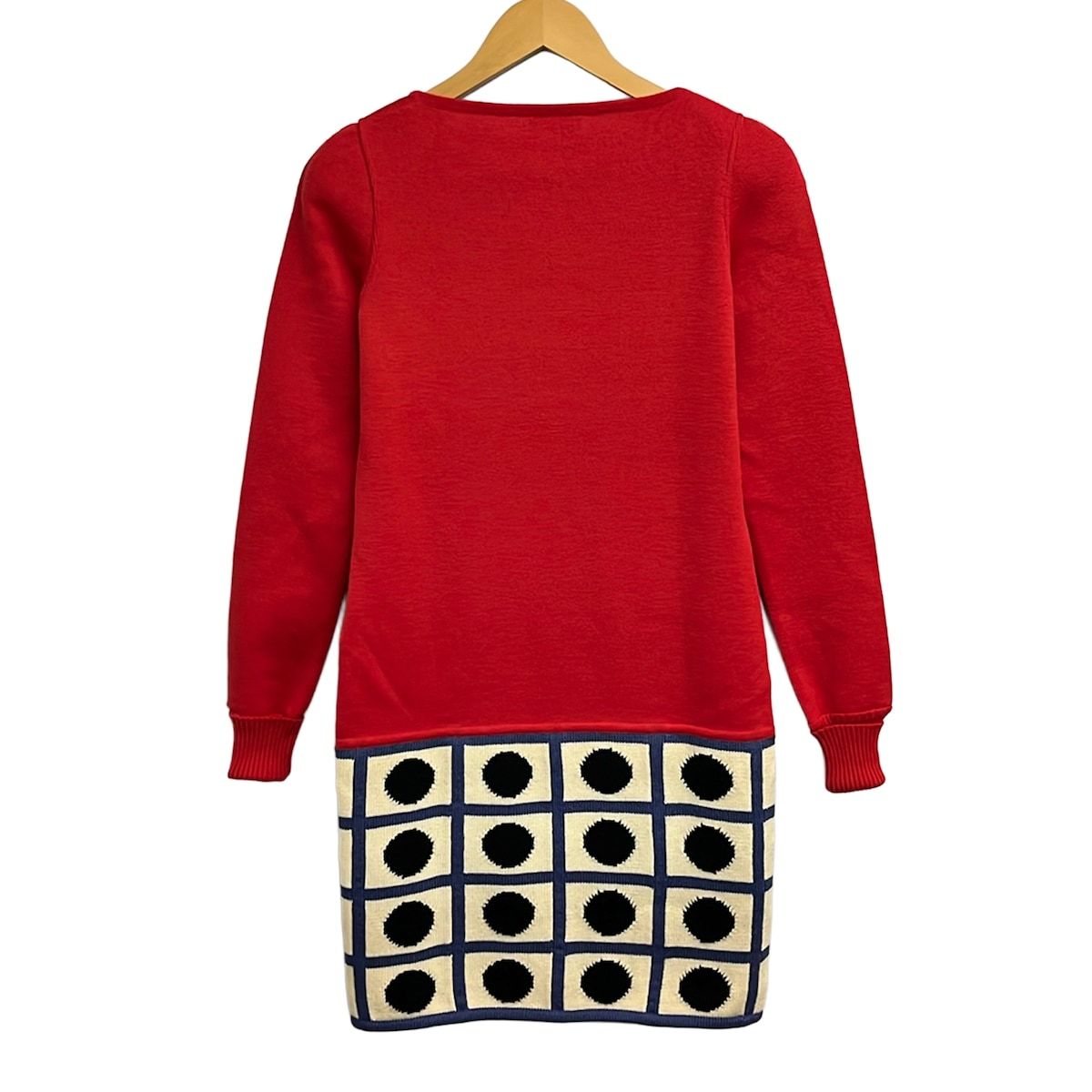 Fendi Dress 44 L Red Ivory Multi Wool Long Sleeve Crew — view 2