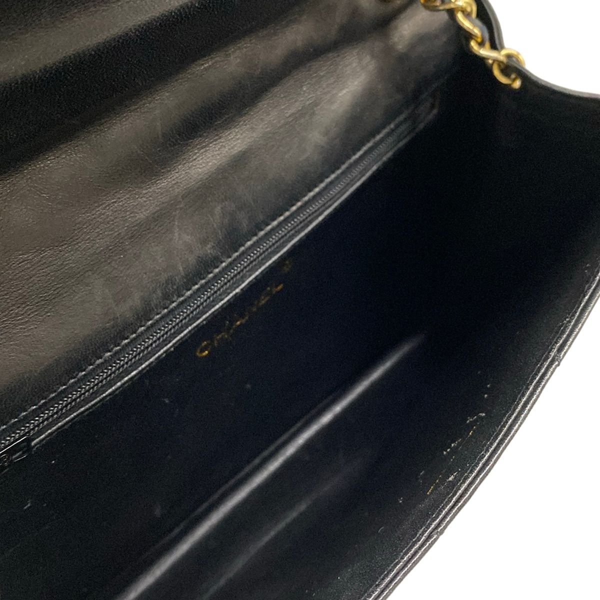 Chanel Shoulder Bag Quilted Black Chain Gold Lambskin — view 7