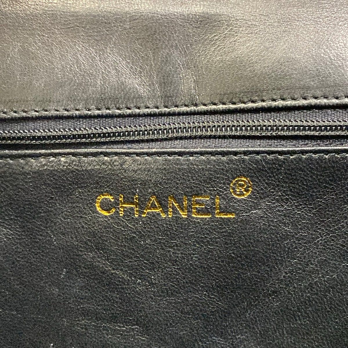 Chanel Shoulder Bag Quilted Black Chain Gold Lambskin — view 9