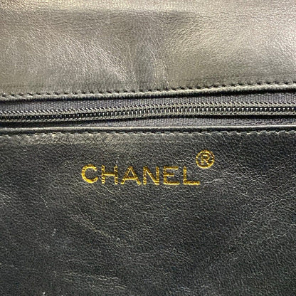 Chanel Shoulder Bag Quilted Black Chain Gold Lambskin — view 9