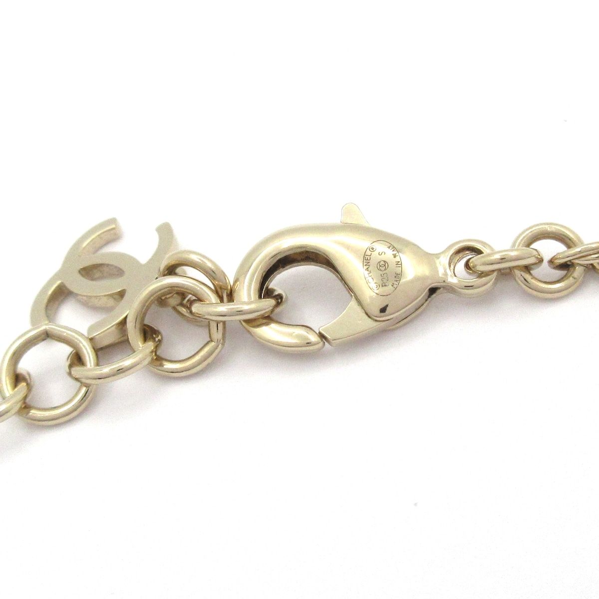 Chanel Necklace CC Logo Gold Clear Line Stone — view 4