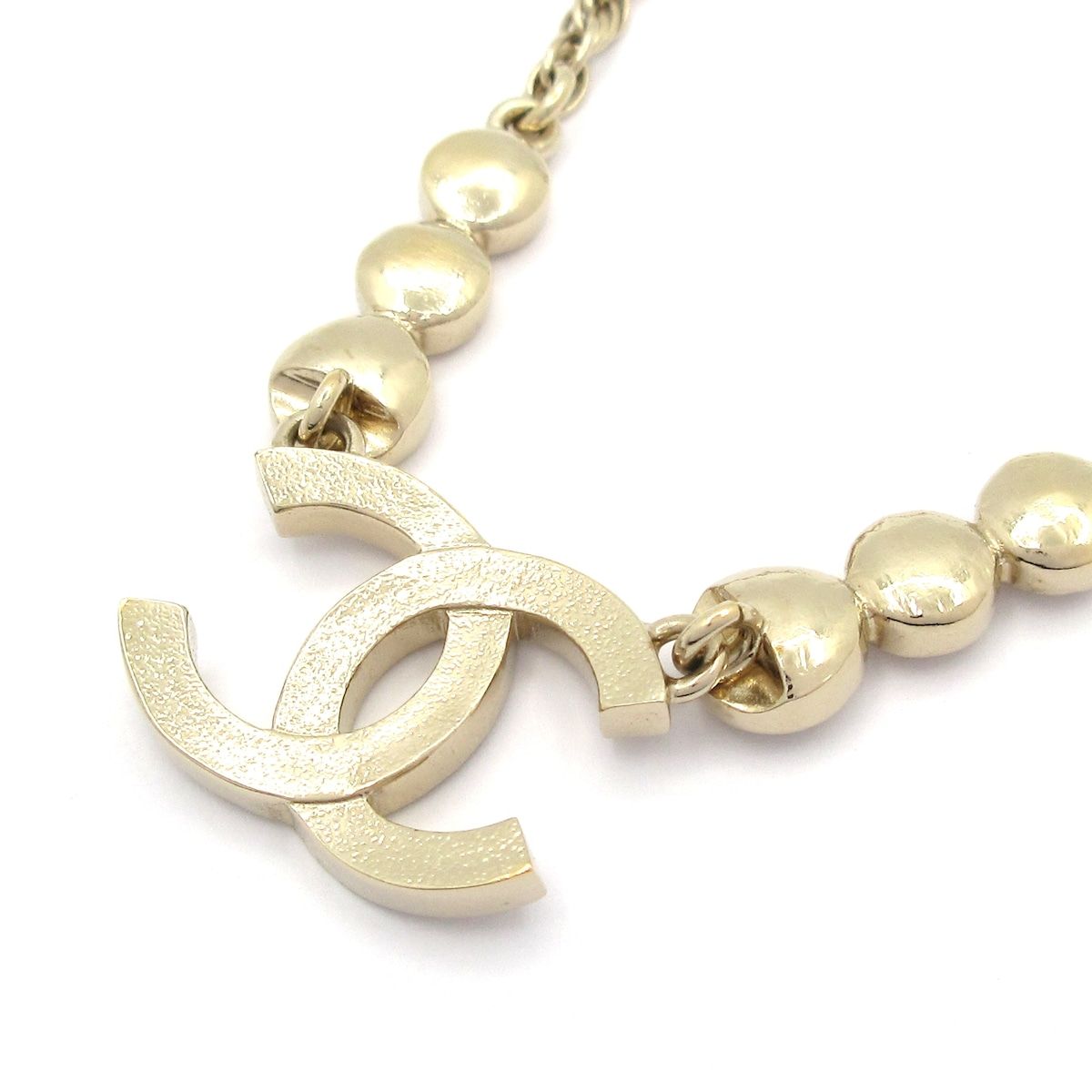 Chanel Necklace CC Logo Gold Clear Line Stone — view 3