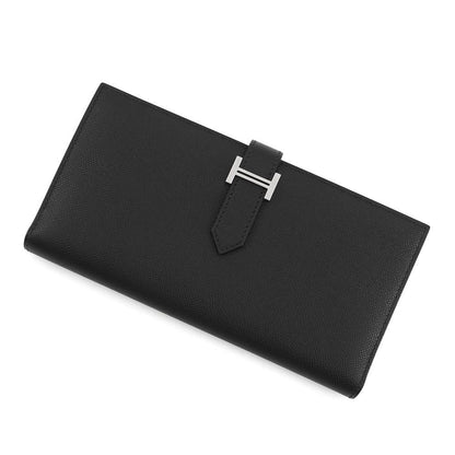 Hermes Wallet Bearn Souffle Black Silver Vo Madame