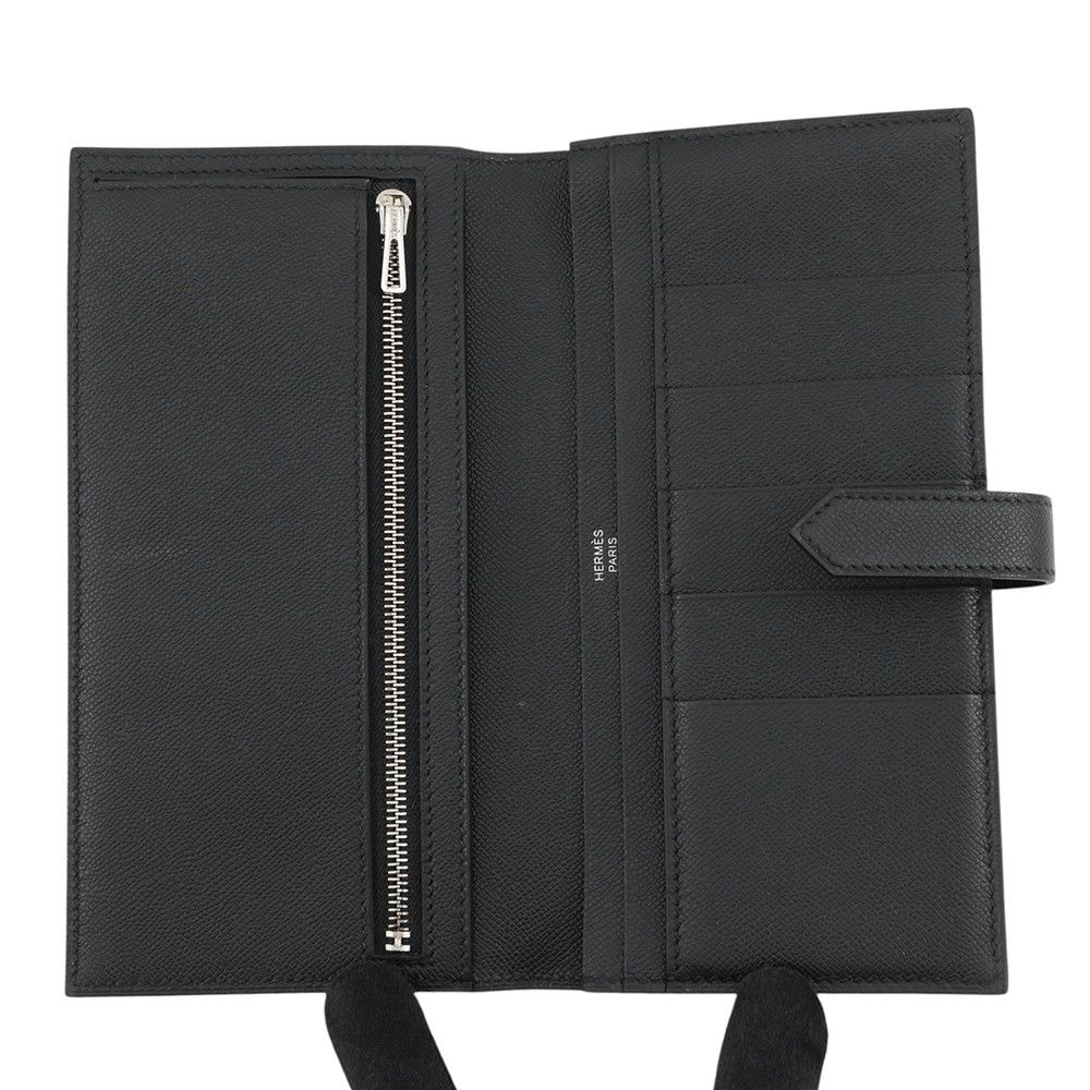 Hermes Wallet Bearn Souffle Black Silver Vo Madame — view 4