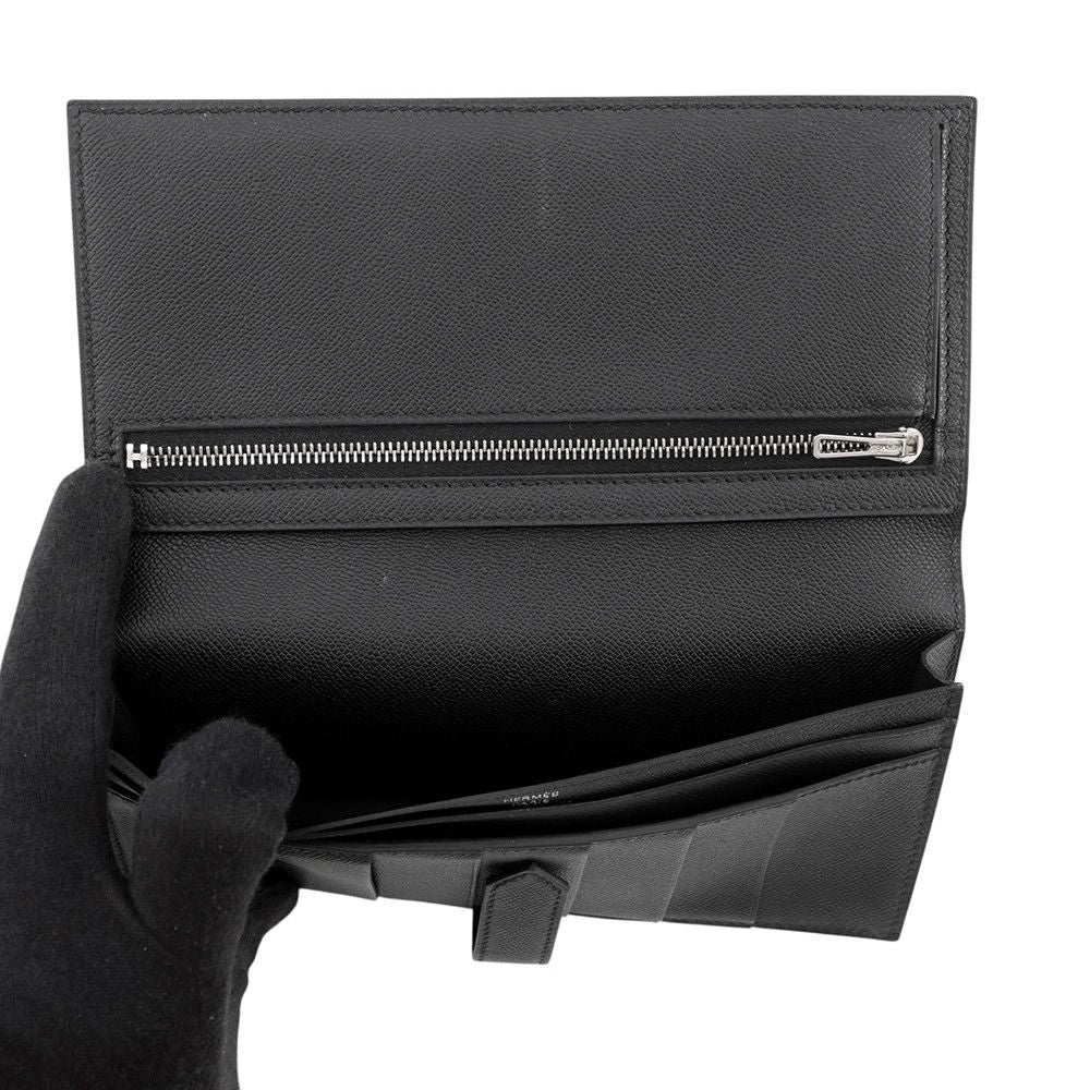 Hermes Wallet Bearn Souffle Black Silver Vo Madame — view 5