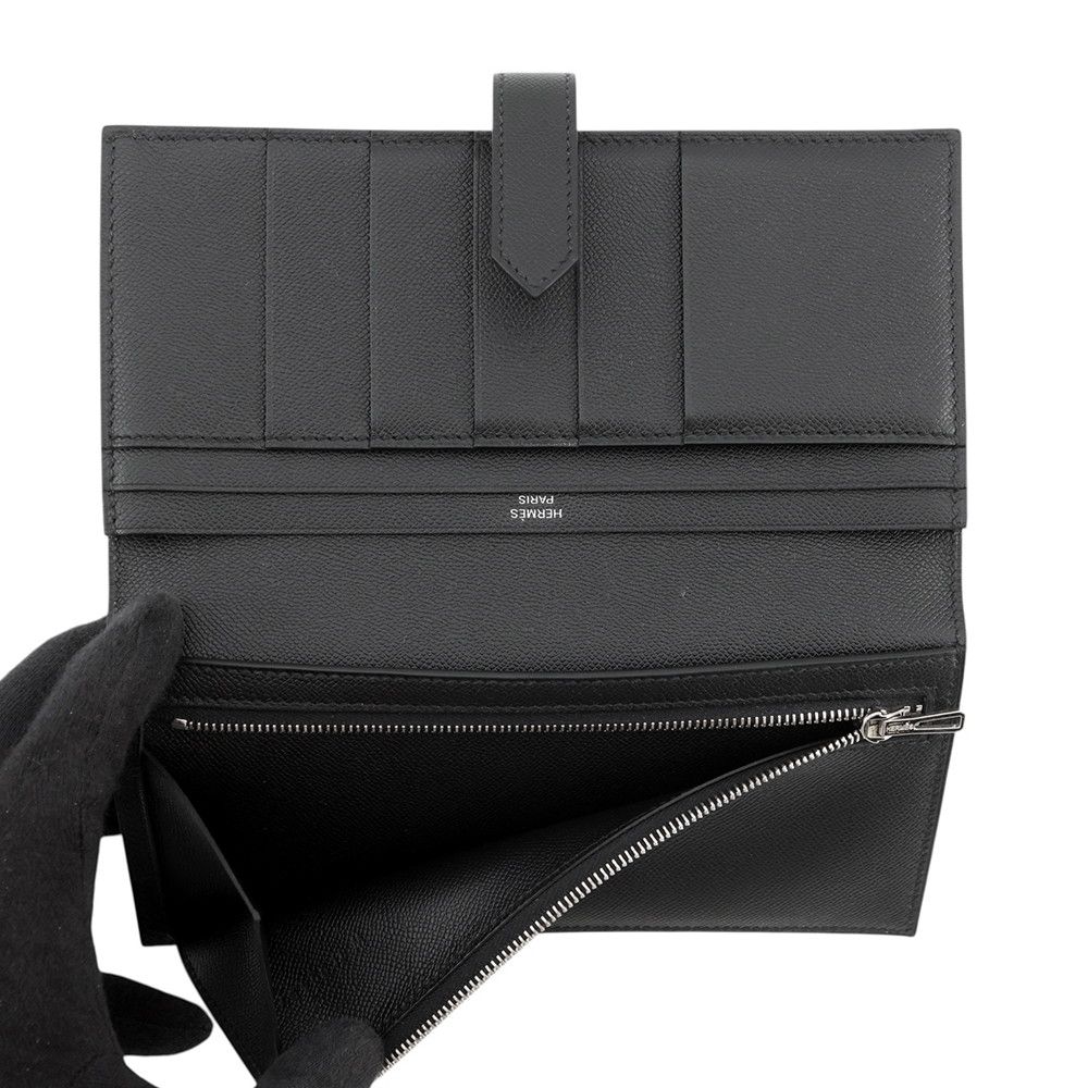 Hermes Wallet Bearn Souffle Black Silver Vo Madame — view 6