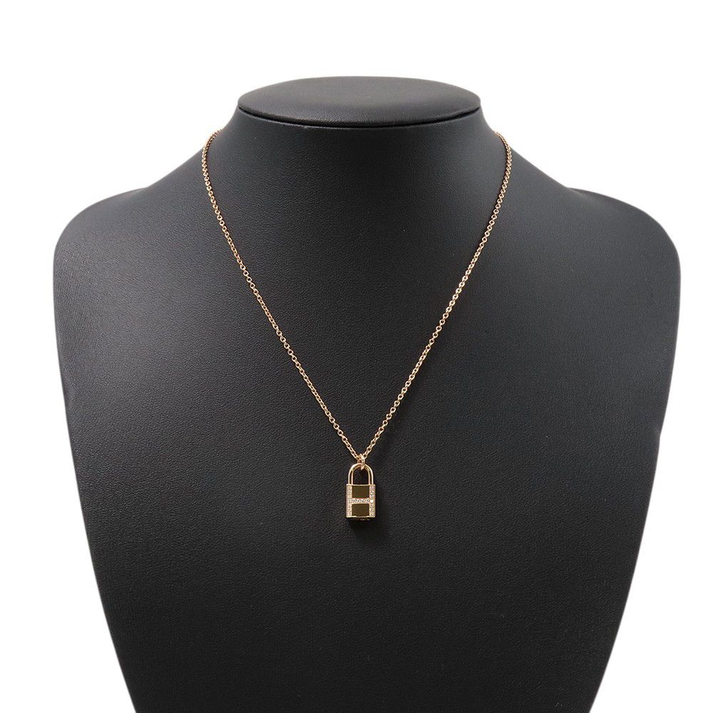 Hermes Necklace Amulet Kelly Cadena Diamond Total 18k Pink Gold Pendant — view 4