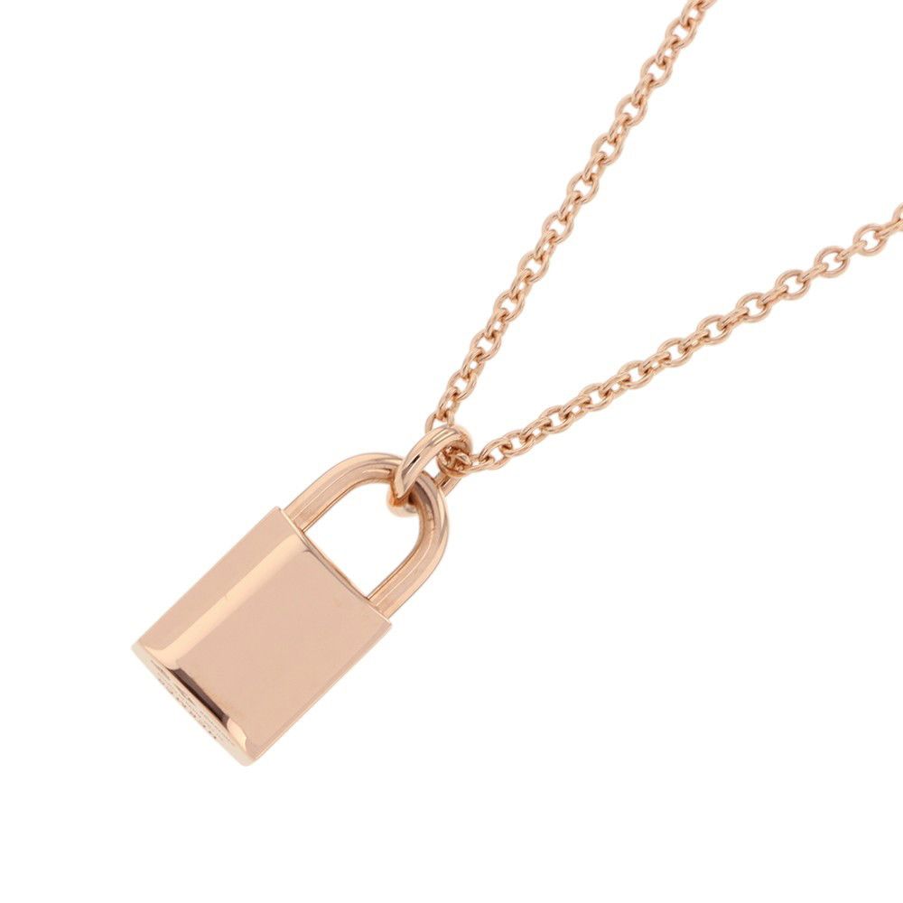 Hermes Necklace Amulet Kelly Cadena Diamond Total 18k Pink Gold Pendant — view 3