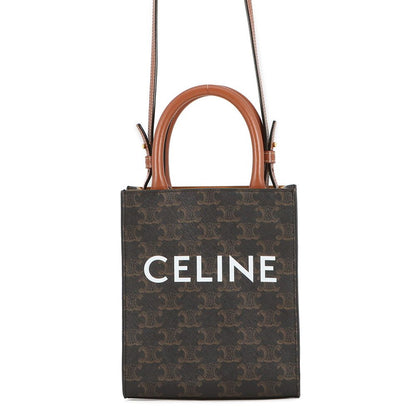 Celine Triomphe Mini Vertical Cover Leather 2-Way Shoulder Bag Brown
