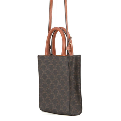 Celine Triomphe Mini Vertical Cover Leather 2-Way Shoulder Bag Brown — view 2