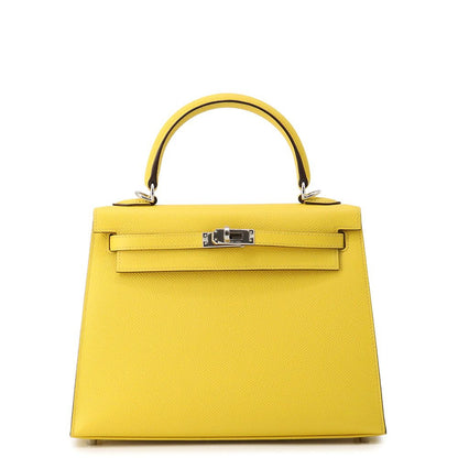 Hermes Handbag Kelly 25 Sellier Jo Nunapur Silver Epsom 2-Way Bag