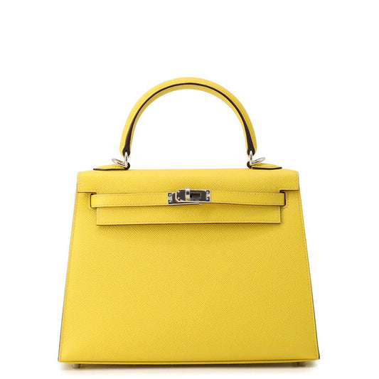 Hermes Handbag Kelly 25 Sellier Jo Nunapur Silver Epsom 2-Way Bag