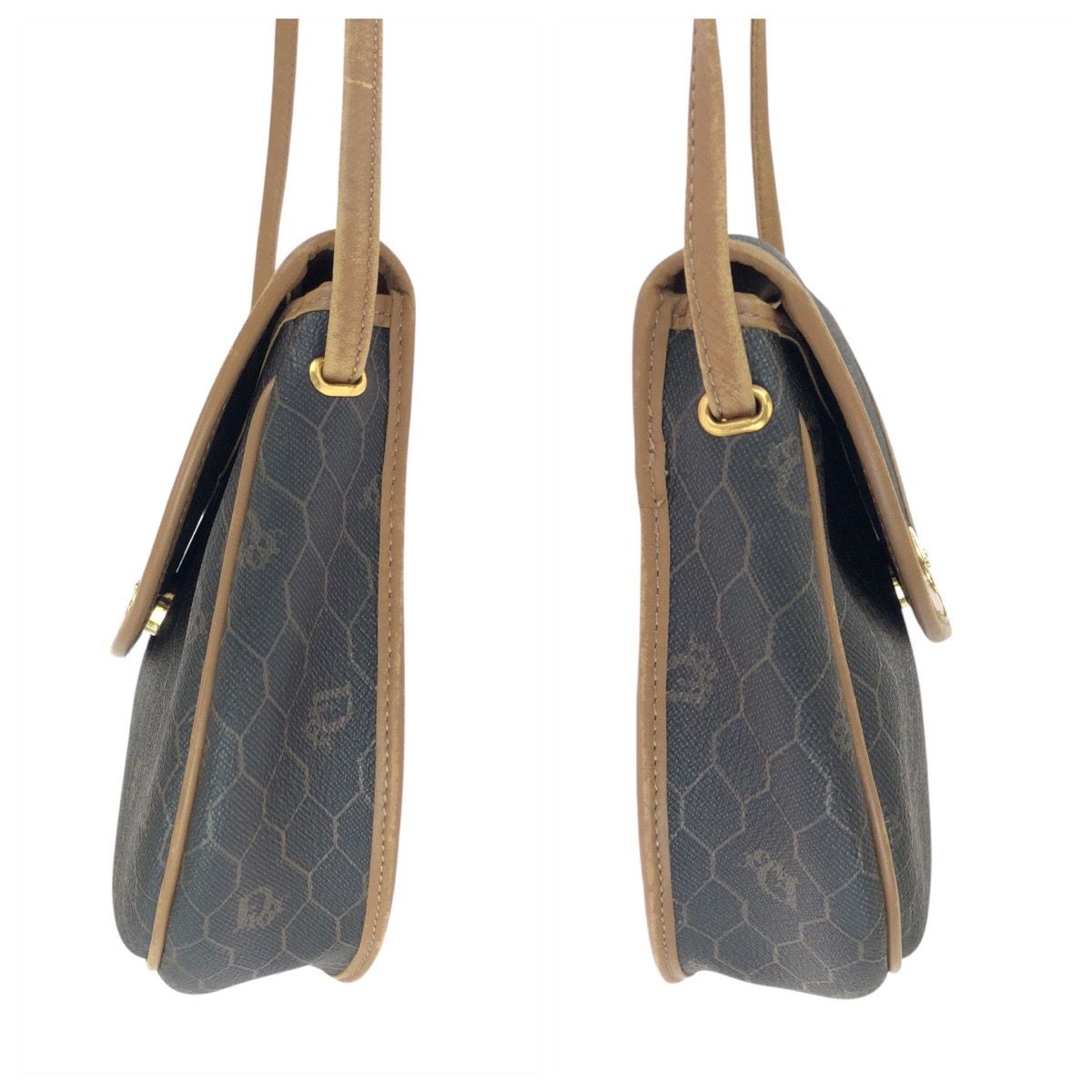 Dior Vintage Honeycomb Pattern Brown Beige Shoulder Bag Pochette — view 8