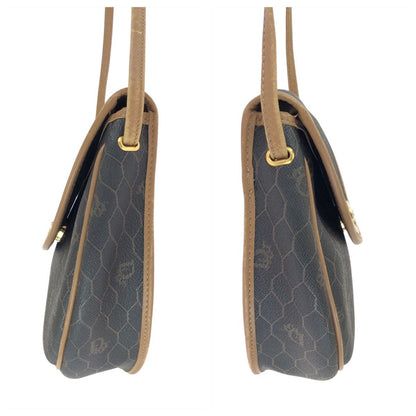 Dior Vintage Honeycomb Pattern Brown Beige Shoulder Bag Pochette — view 8