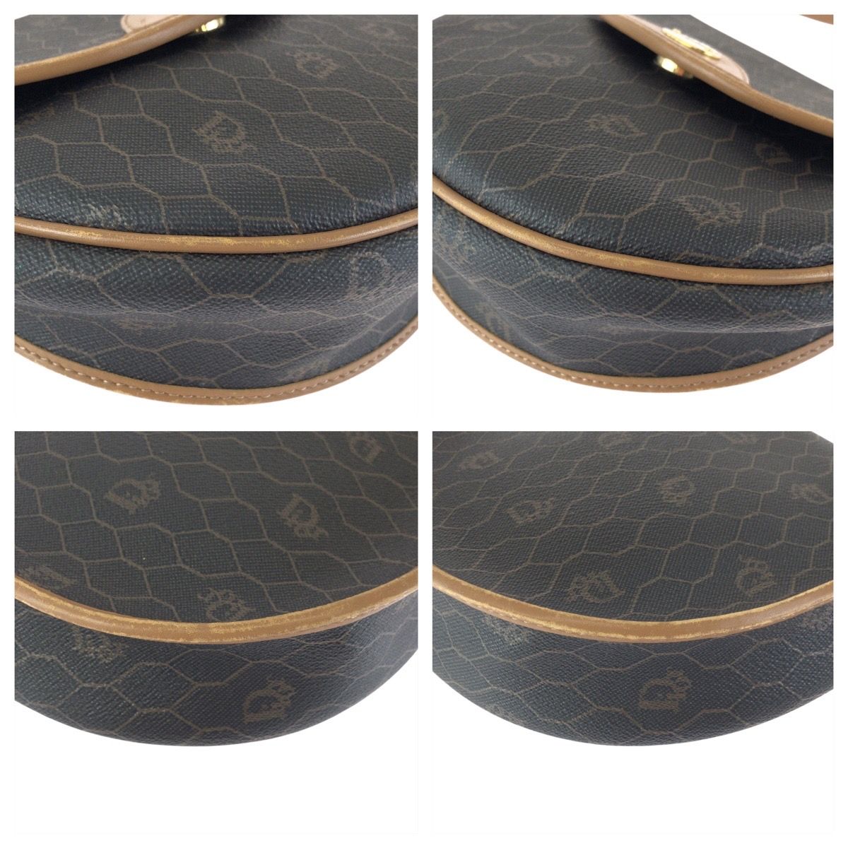 Dior Vintage Honeycomb Pattern Brown Beige Shoulder Bag Pochette — view 3