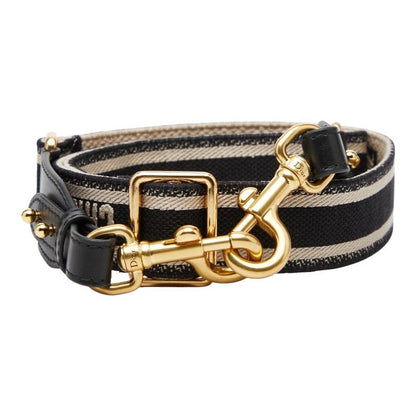 Dior le Shoulder Strap Black Beige Canvas Leather Su