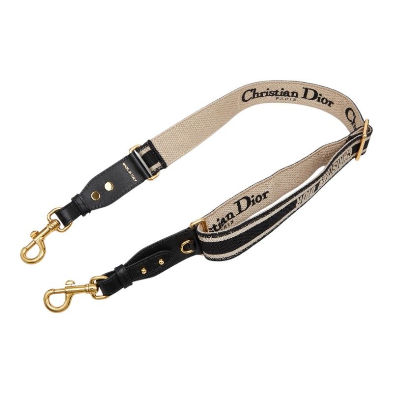 Dior le Shoulder Strap Black Beige Canvas Leather Su — view 4