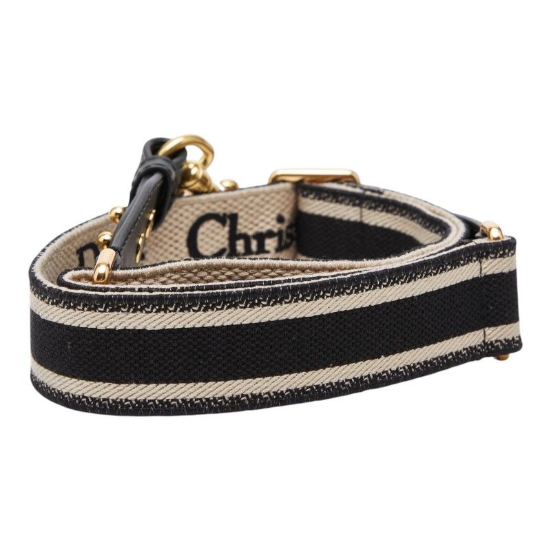 Dior le Shoulder Strap Black Beige Canvas Leather Su — view 2