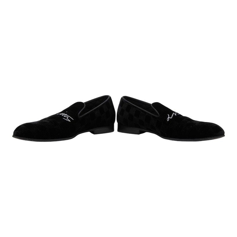 Louis Vuitton Damier Opera Shoes Slip on Black Leather Velour — view 4
