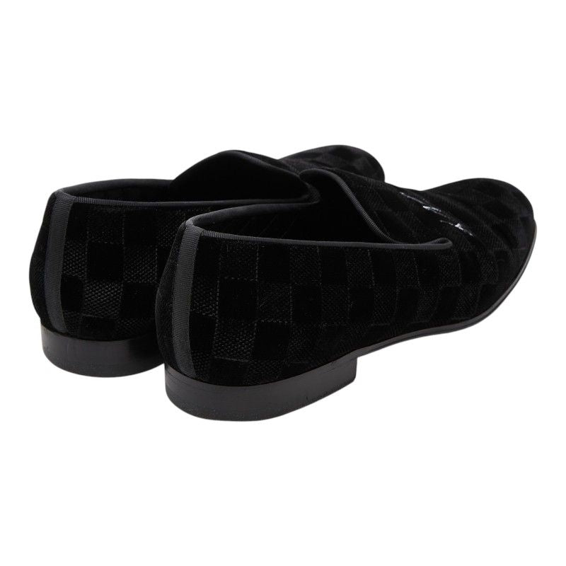 Louis Vuitton Damier Opera Shoes Slip on Black Leather Velour — view 2