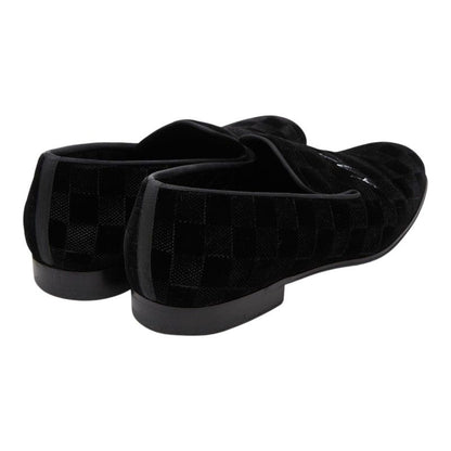 Louis Vuitton Damier Opera Shoes Slip on Black Leather Velour — view 2