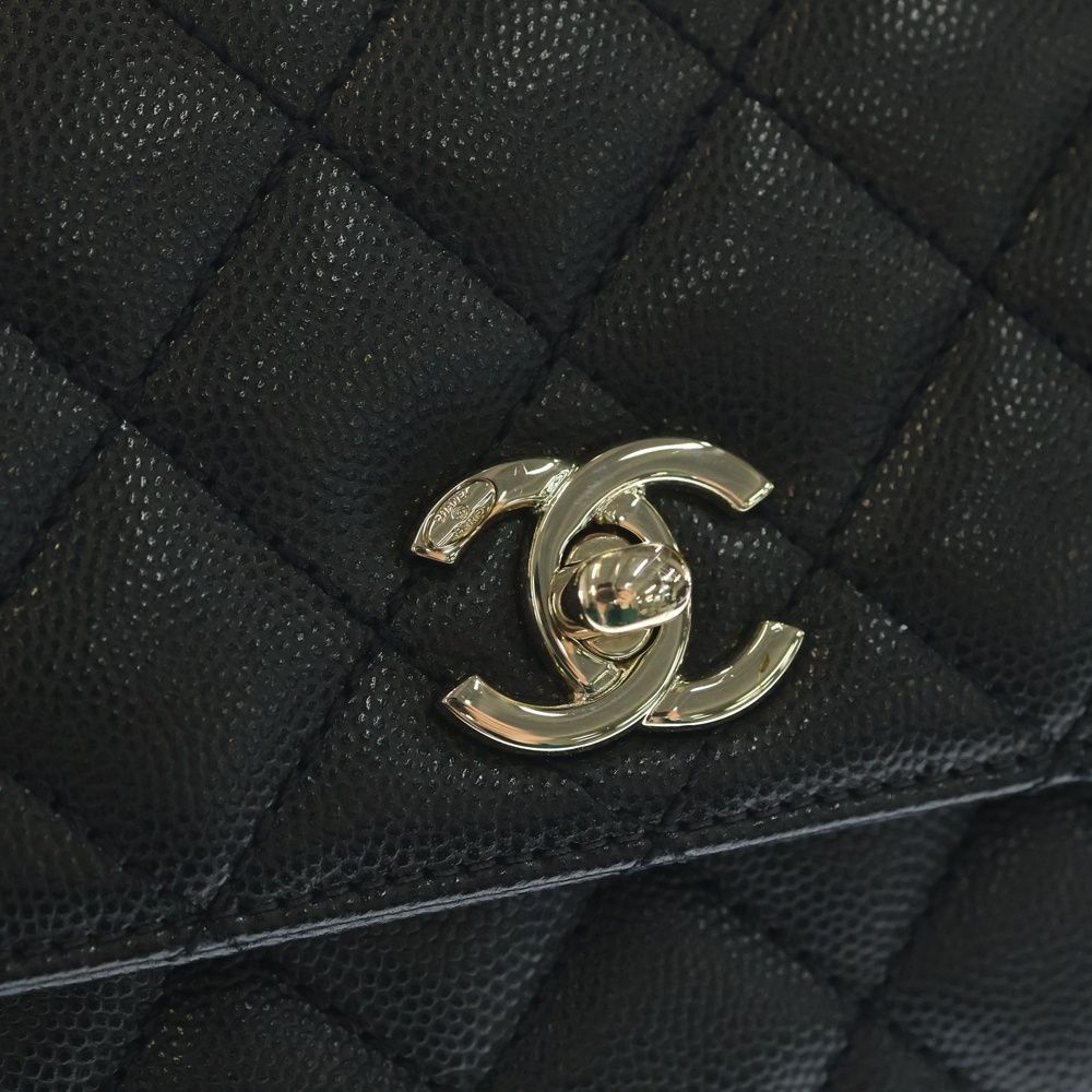 Chanel Coco Handle 24 XS CC Logo Caviar Leather 2-Way Chain Shoulder Bag GD — view 6