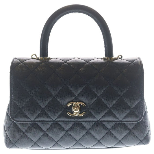 Chanel Coco Handle 24 XS CC Logo Caviar Leather 2-Way Chain Shoulder Bag GD
