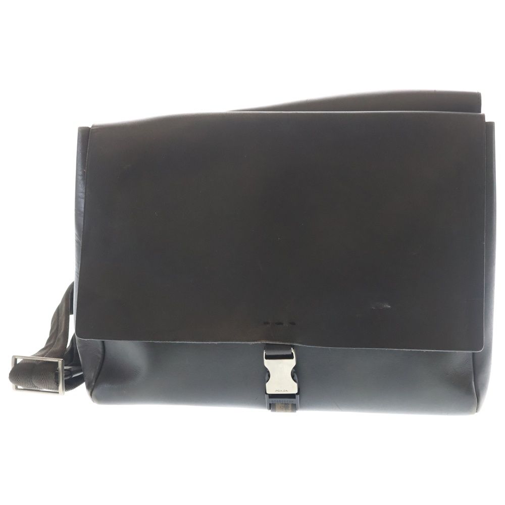 Prada Leather Silver Sling Shoulder Bag Black
