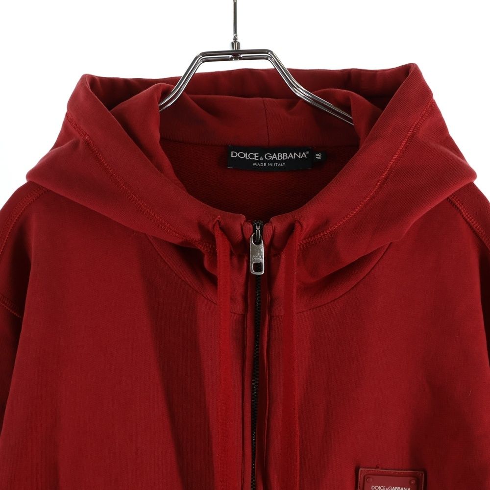 Dolce & Gabbana Logo Plate Zip Up Sweatshirt Hoodie Red — view 3
