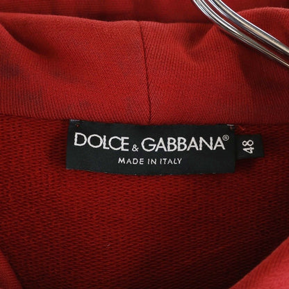 Dolce & Gabbana Logo Plate Zip Up Sweatshirt Hoodie Red — view 6