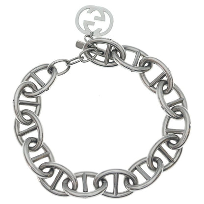 Gucci GG Logo Charm Anchor Chain Bracelet Silver — view 2