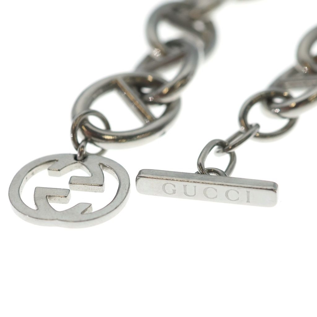 Gucci GG Logo Charm Anchor Chain Bracelet Silver — view 5